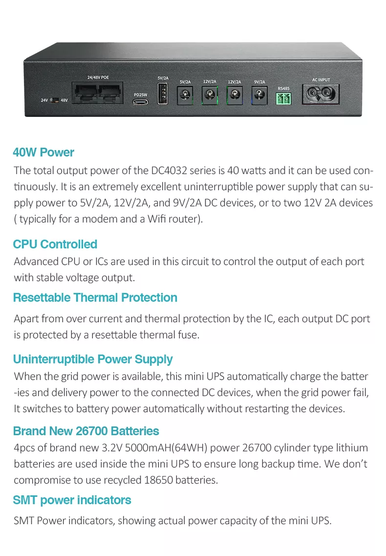 40W DC Mini UPS